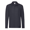 Deep Navy - Front - Fruit of the Loom Mens Premium Long-Sleeved Polo Shirt