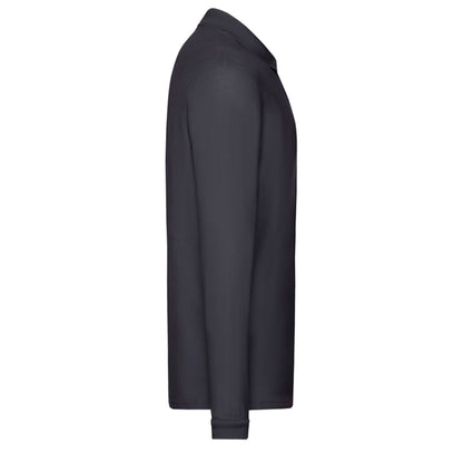 Deep Navy - Side - Fruit of the Loom Mens Premium Long-Sleeved Polo Shirt