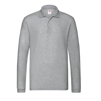Athletic Heather - Front - Fruit of the Loom Mens Premium Long-Sleeved Polo Shirt