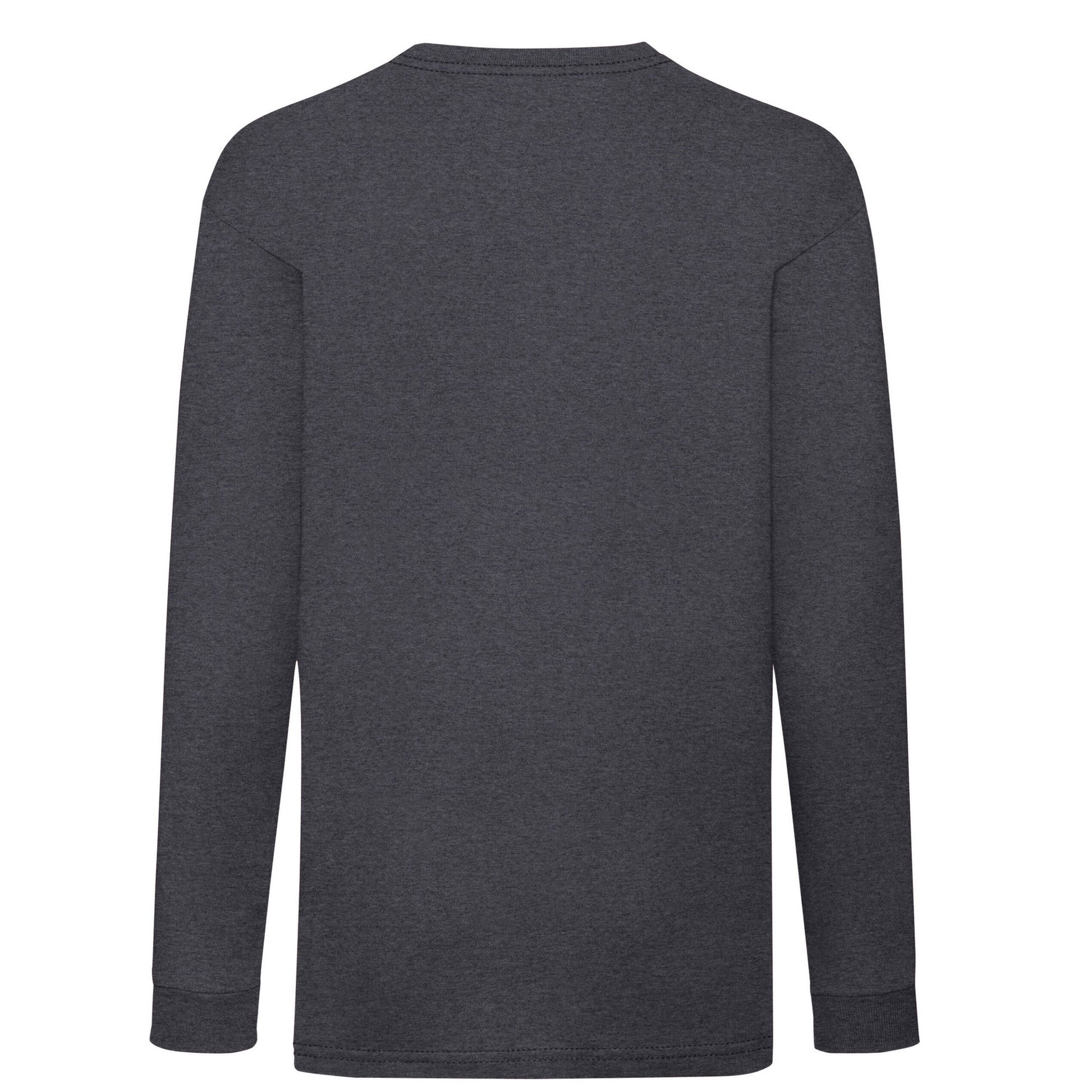 Dark Heather Grey - Back - Fruit of the Loom Childrens-Kids Valueweight Polycotton Long-Sleeved T-Shirt