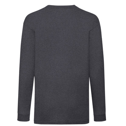 Dark Heather Grey - Back - Fruit of the Loom Childrens-Kids Valueweight Polycotton Long-Sleeved T-Shirt