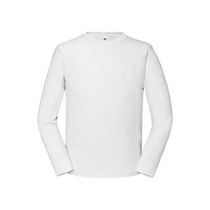 White - Front - Fruit of the Loom Mens Iconic 195 Premium Ringspun Cotton Long-Sleeved T-Shirt