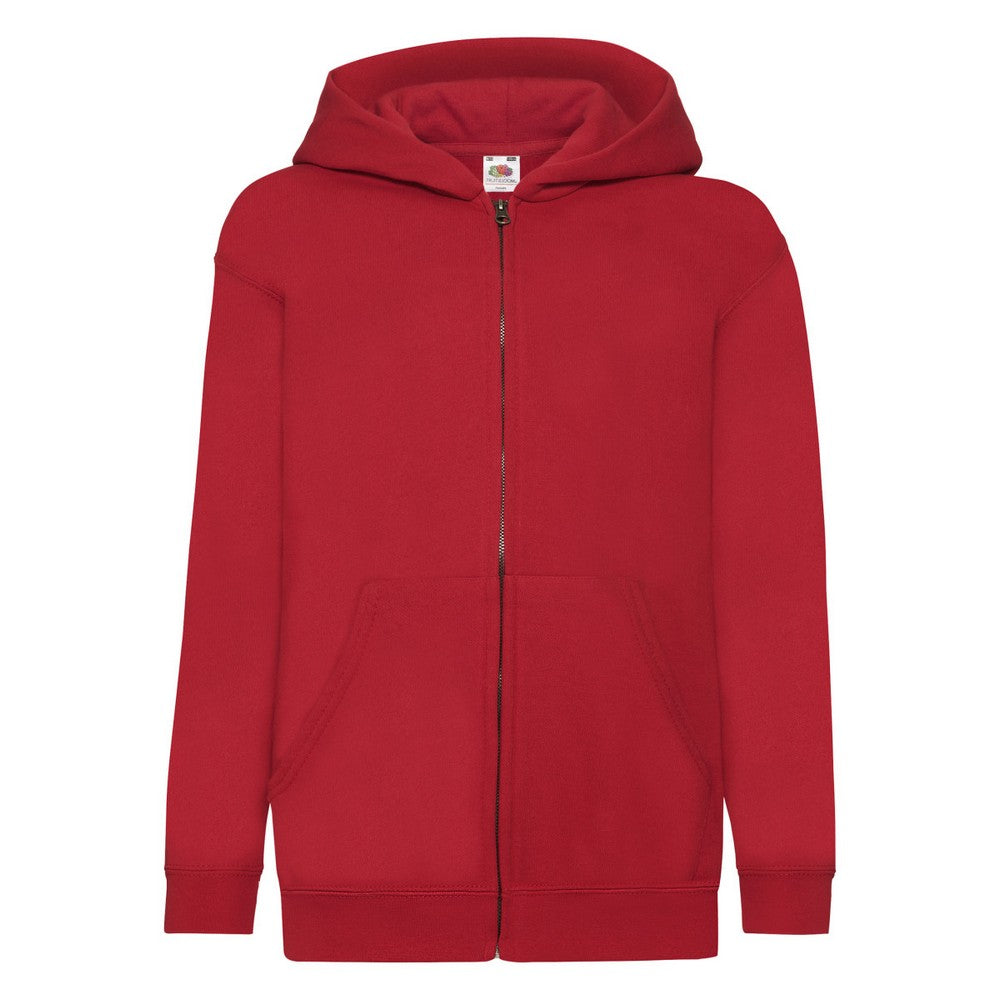 Red - Front - Fruit of the Loom Childrens-Kids Classic Hooded Jacket