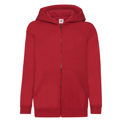 Red - Front - Fruit of the Loom Childrens-Kids Classic Hooded Jacket