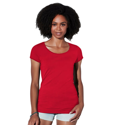 Scarlet Red - Back - Stedman Womens-Ladies Claire Round Neck T-Shirt
