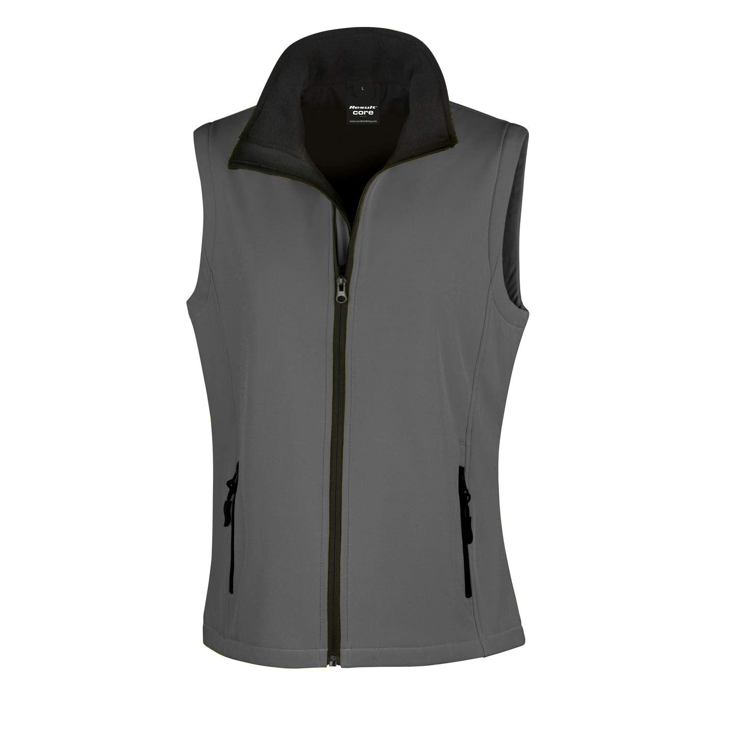 Charcoal-Black - Front - Result Core Womens-Ladies Softshell Printable Gilet