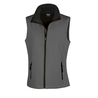 Charcoal-Black - Front - Result Core Womens-Ladies Softshell Printable Gilet