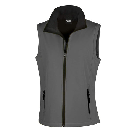 Charcoal-Black - Front - Result Core Womens-Ladies Softshell Printable Gilet
