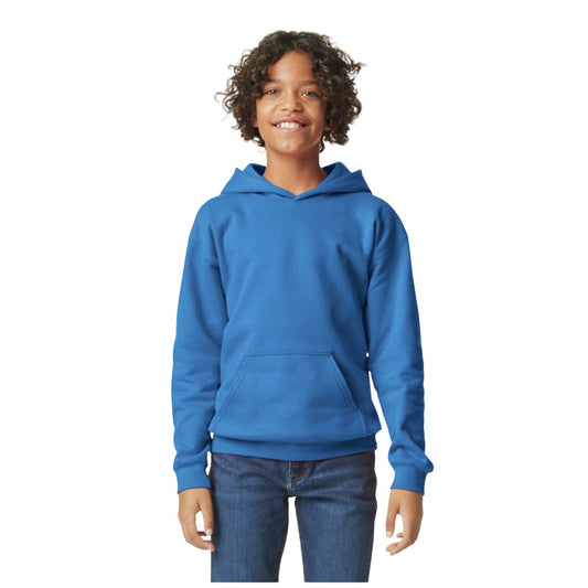 Royal Blue - Front - Gildan Childrens-Kids Softstyle Plain Fleece Midweight Hoodie