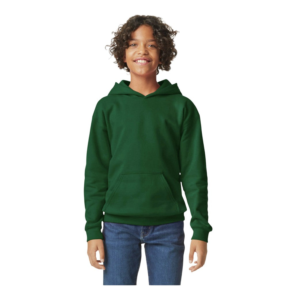 Forest Green - Front - Gildan Childrens-Kids Softstyle Plain Fleece Midweight Hoodie