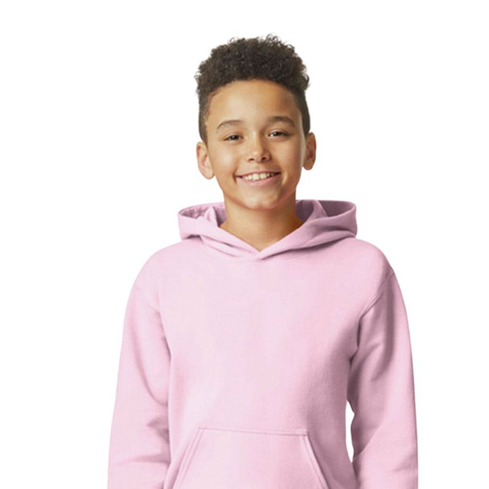Light Pink - Back - Gildan Childrens-Kids Softstyle Plain Fleece Midweight Hoodie