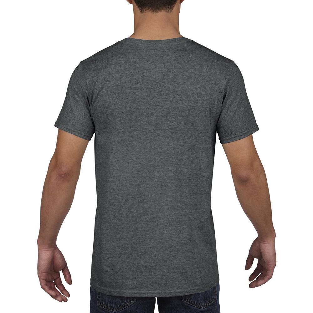 Dark Heather - Back - Gildan Mens Soft Style V-Neck Short Sleeve T-Shirt