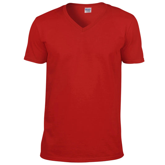 Red - Front - Gildan Mens Soft Style V-Neck Short Sleeve T-Shirt