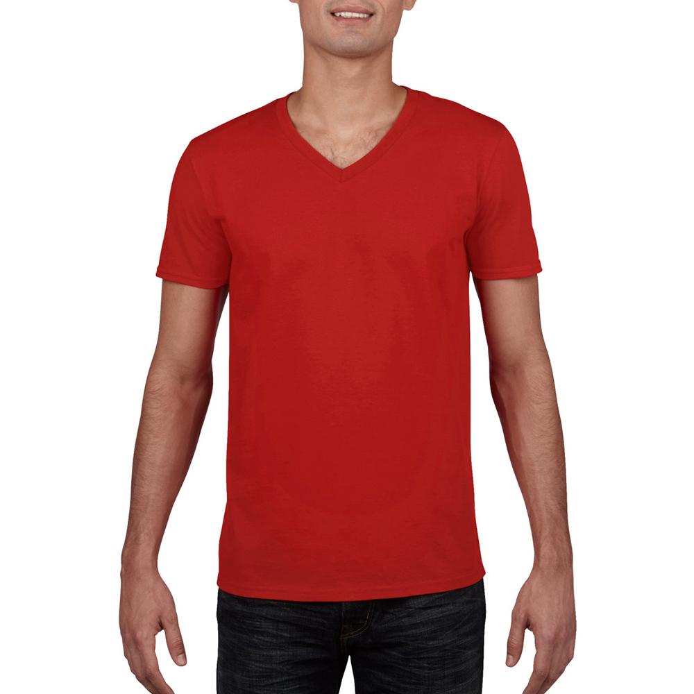 Red - Lifestyle - Gildan Mens Soft Style V-Neck Short Sleeve T-Shirt