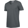 Charcoal - Side - Gildan Mens Soft Style V-Neck Short Sleeve T-Shirt
