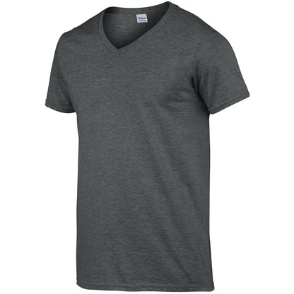 Dark Heather - Pack Shot - Gildan Mens Soft Style V-Neck Short Sleeve T-Shirt