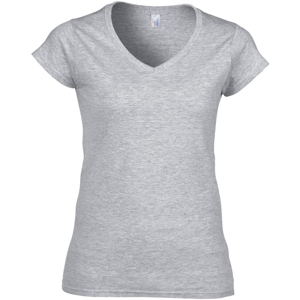 Sport Grey (RS) - Front - Gildan Ladies Soft Style Short Sleeve V-Neck T-Shirt