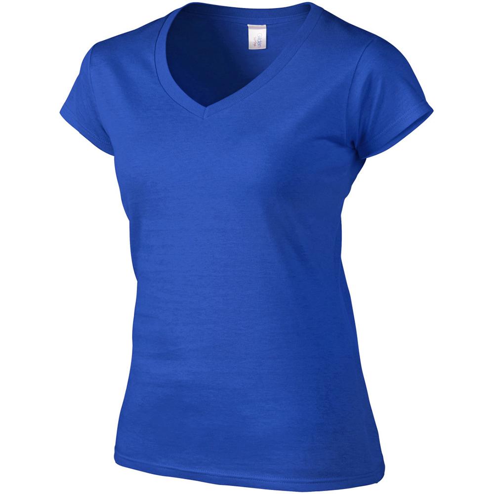 Royal - Side - Gildan Ladies Soft Style Short Sleeve V-Neck T-Shirt
