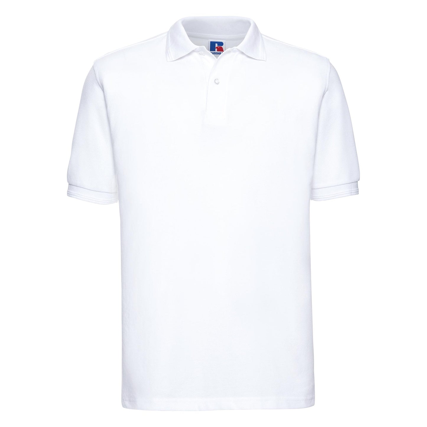 White - Front - Russell Mens Ripple Collar & Cuff Short Sleeve Polo Shirt
