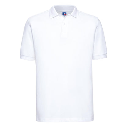 White - Front - Russell Mens Ripple Collar & Cuff Short Sleeve Polo Shirt