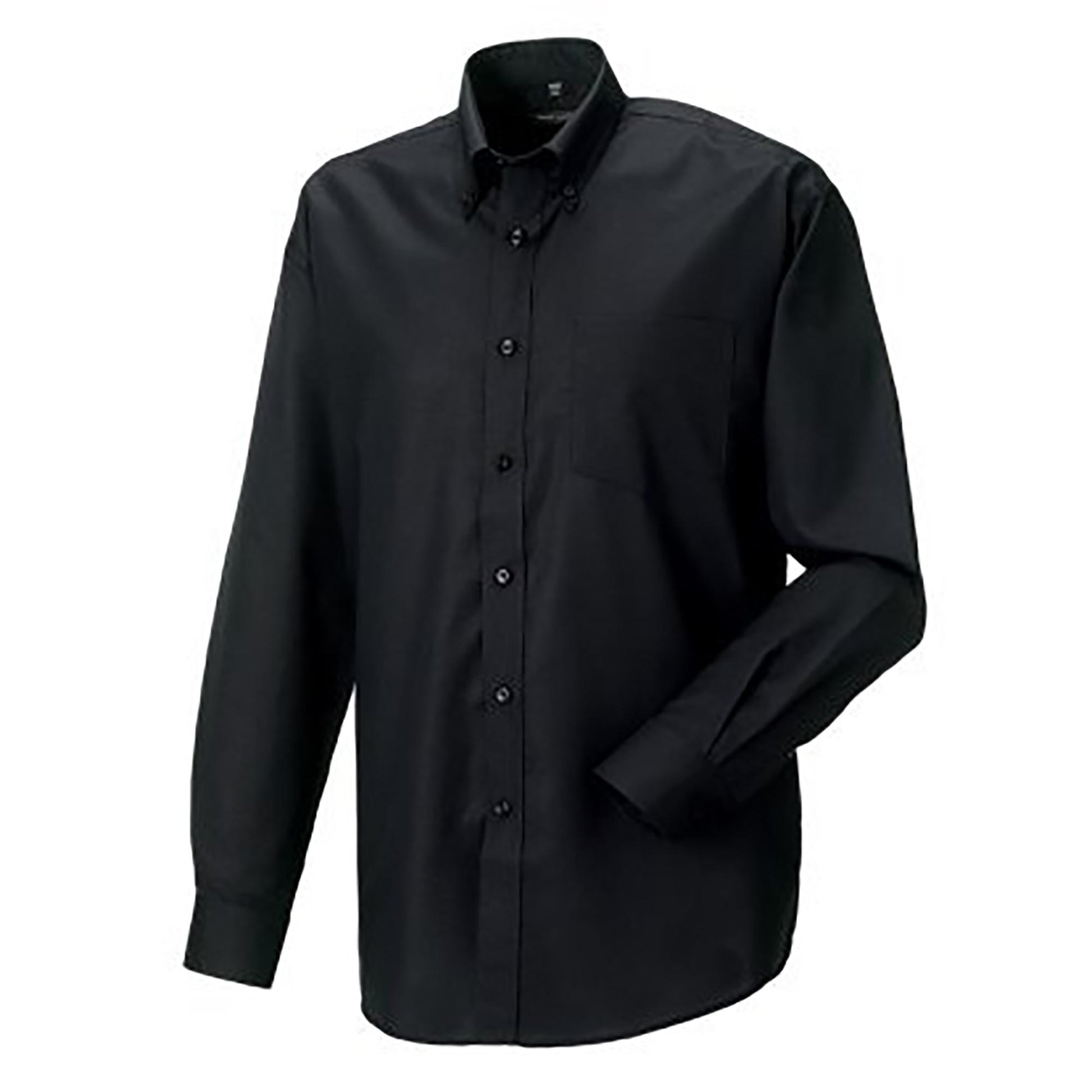 Black - Back - Russell Collection Mens Long Sleeve Easy Care Oxford Shirt