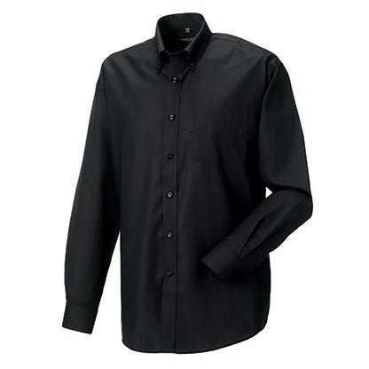 Black - Back - Russell Collection Mens Long Sleeve Easy Care Oxford Shirt