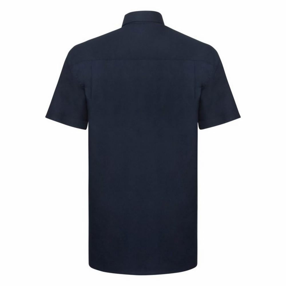 Bright Navy - Back - Russell Collection Mens Short Sleeve Easy Care Oxford Shirt