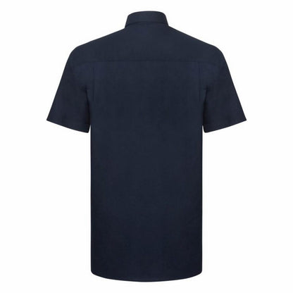 Bright Navy - Back - Russell Collection Mens Short Sleeve Easy Care Oxford Shirt