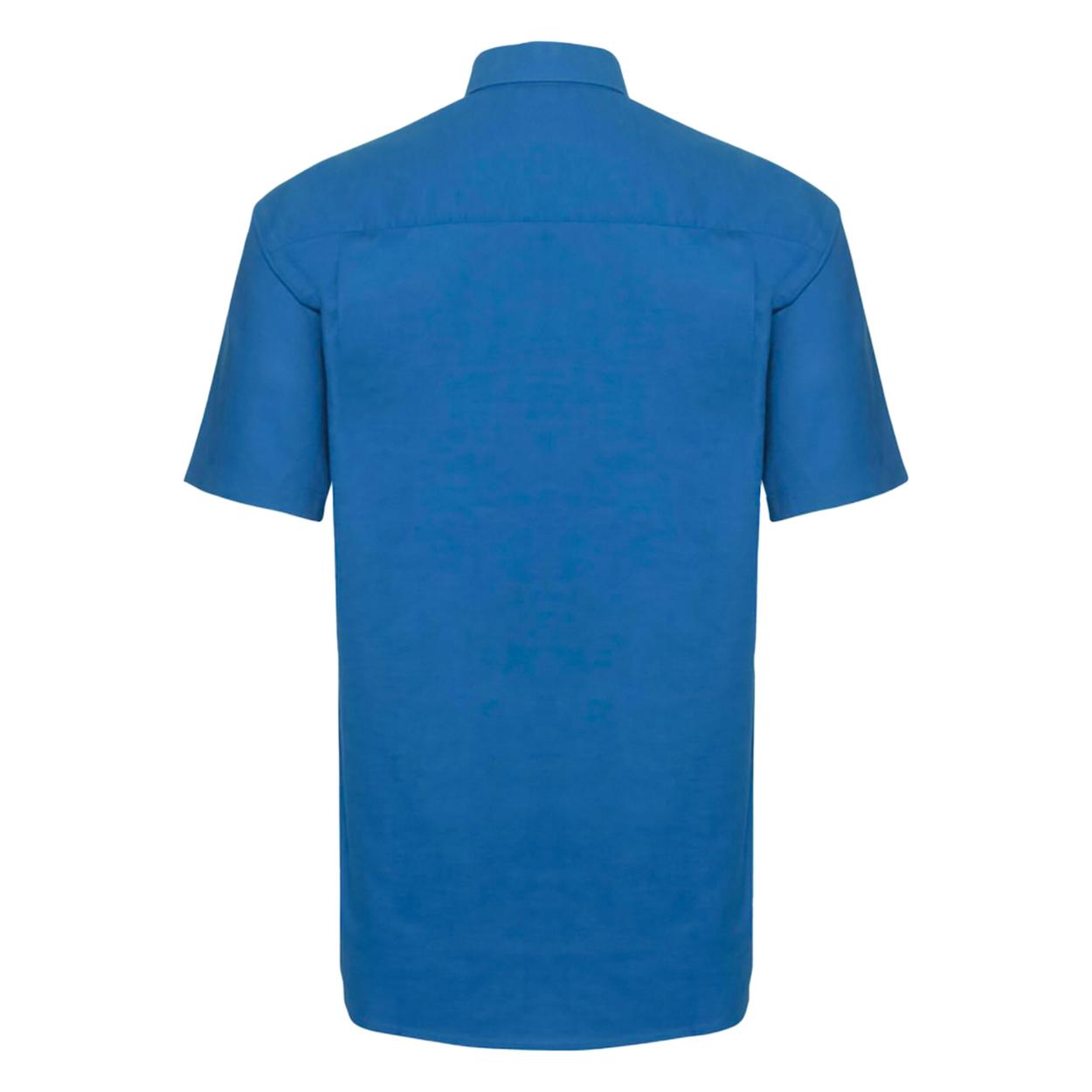 Oxford Blue - Back - Russell Collection Mens Short Sleeve Easy Care Oxford Shirt