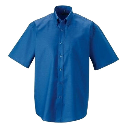 Oxford Blue - Side - Russell Collection Mens Short Sleeve Easy Care Oxford Shirt