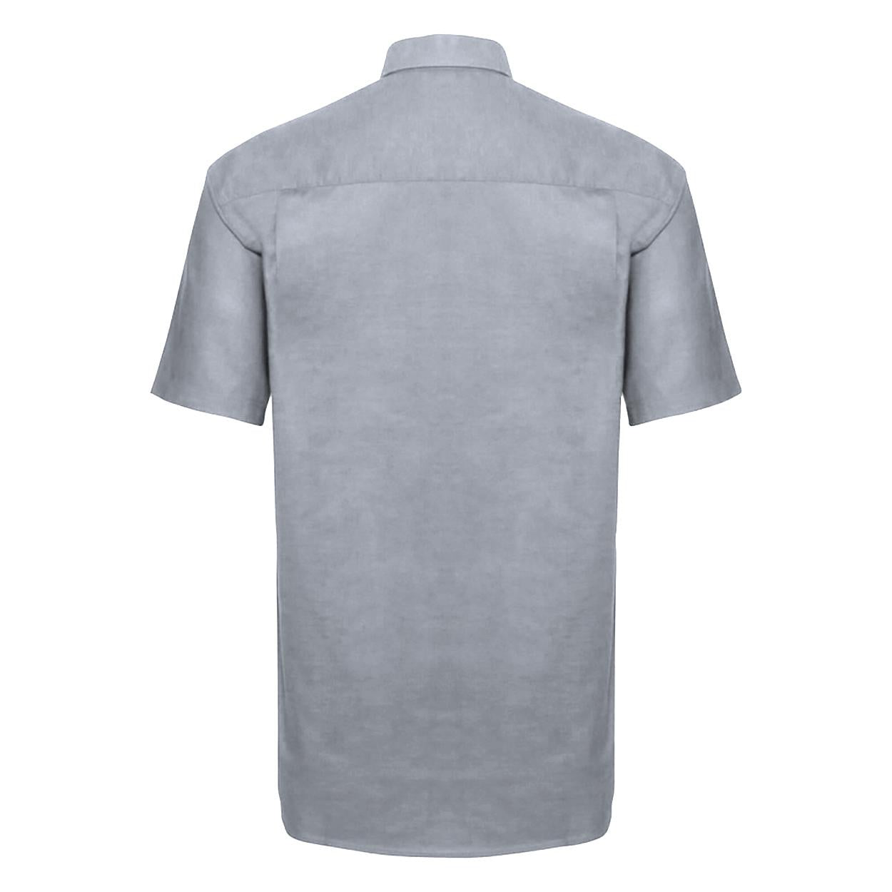 Silver Grey - Back - Russell Collection Mens Short Sleeve Easy Care Oxford Shirt