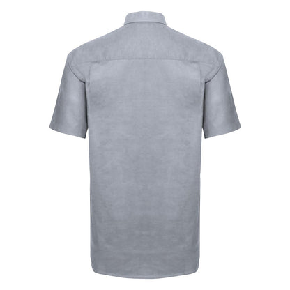 Silver Grey - Back - Russell Collection Mens Short Sleeve Easy Care Oxford Shirt