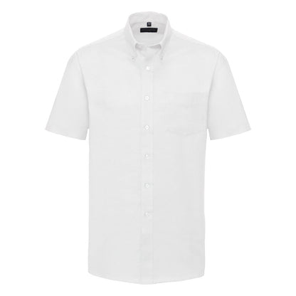White - Front - Russell Collection Mens Short Sleeve Easy Care Oxford Shirt