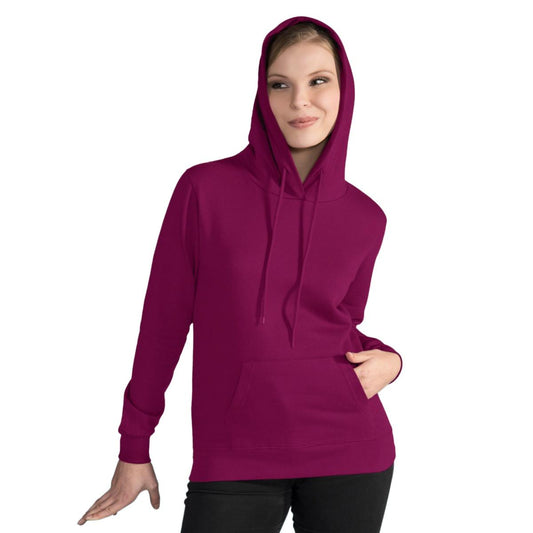 Burgundy - Front - SG Ladies-Womens Plain Hooded Sweatshirt Top - Hoodie