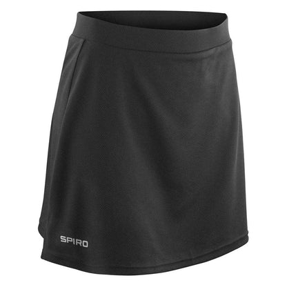 Black - Front - Spiro Ladies-Womens Windproof Quick Dry Sports Skort