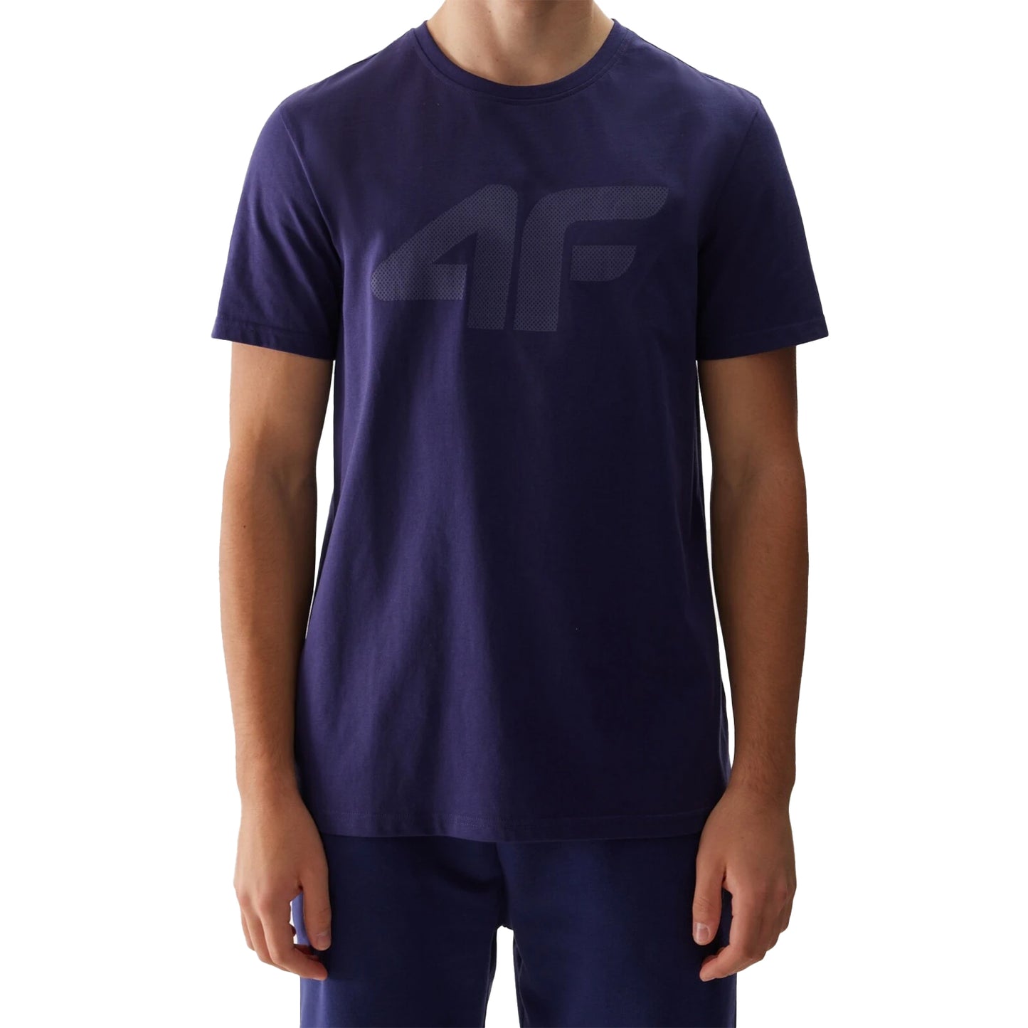 Navy - Front - 4F Mens Logo Regular T-Shirt