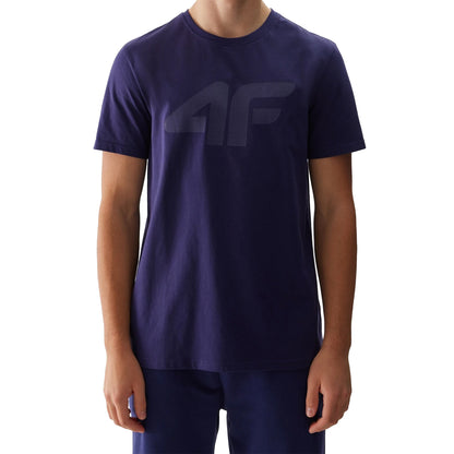 Navy - Front - 4F Mens Logo Regular T-Shirt