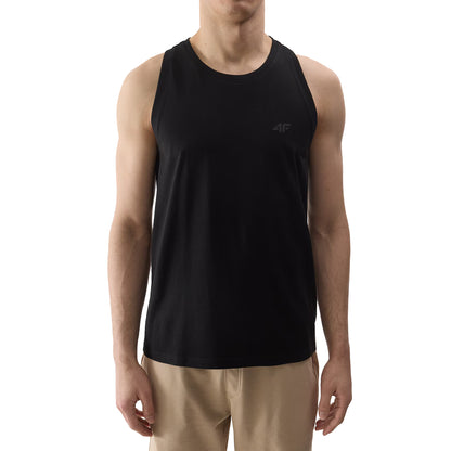 Deep Black - Side - 4F Mens Plain Regular Tank Top