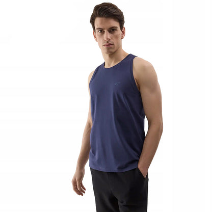Navy - Side - 4F Mens Plain Regular Tank Top