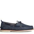 Navy - Close up - Sperry Mens Authentic Original Grain Leather Boat Shoes