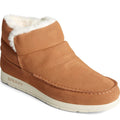 Tan - Front - Sperry Womens-Ladies Moc-Sider Bootie Suede Shoes