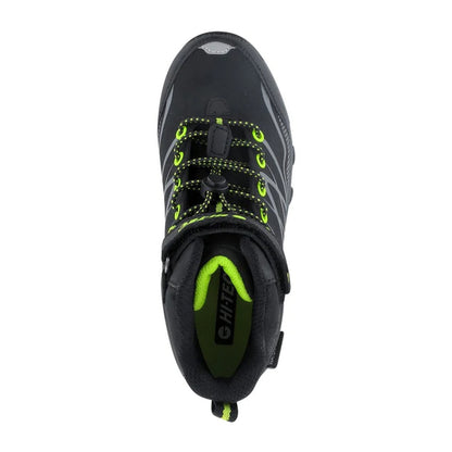 Black-Lime - Side - Hi-Tec Boys Blackout Mid Cut Walking Boots