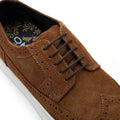 Brown - Close up - Base London Mens Mickey Suede Brogues