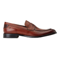 Tan - Pack Shot - Base London Mens Danbury Penny Burnished Leather Loafers