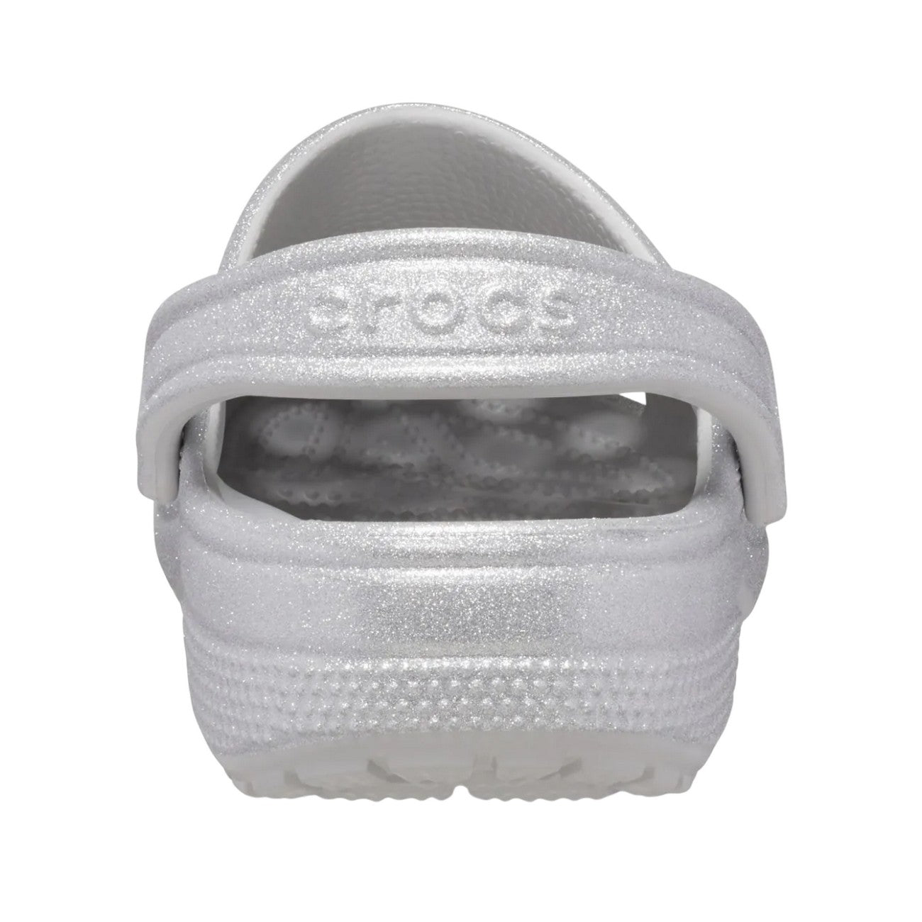 Silver - Back - Crocs Childrens-Kids Classic Glitter Clogs