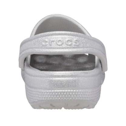 Silver - Back - Crocs Childrens-Kids Classic Glitter Clogs