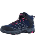 Navy-Magenta - Side - Hi-Tec Girls Blackout Mid Cut Walking Boots