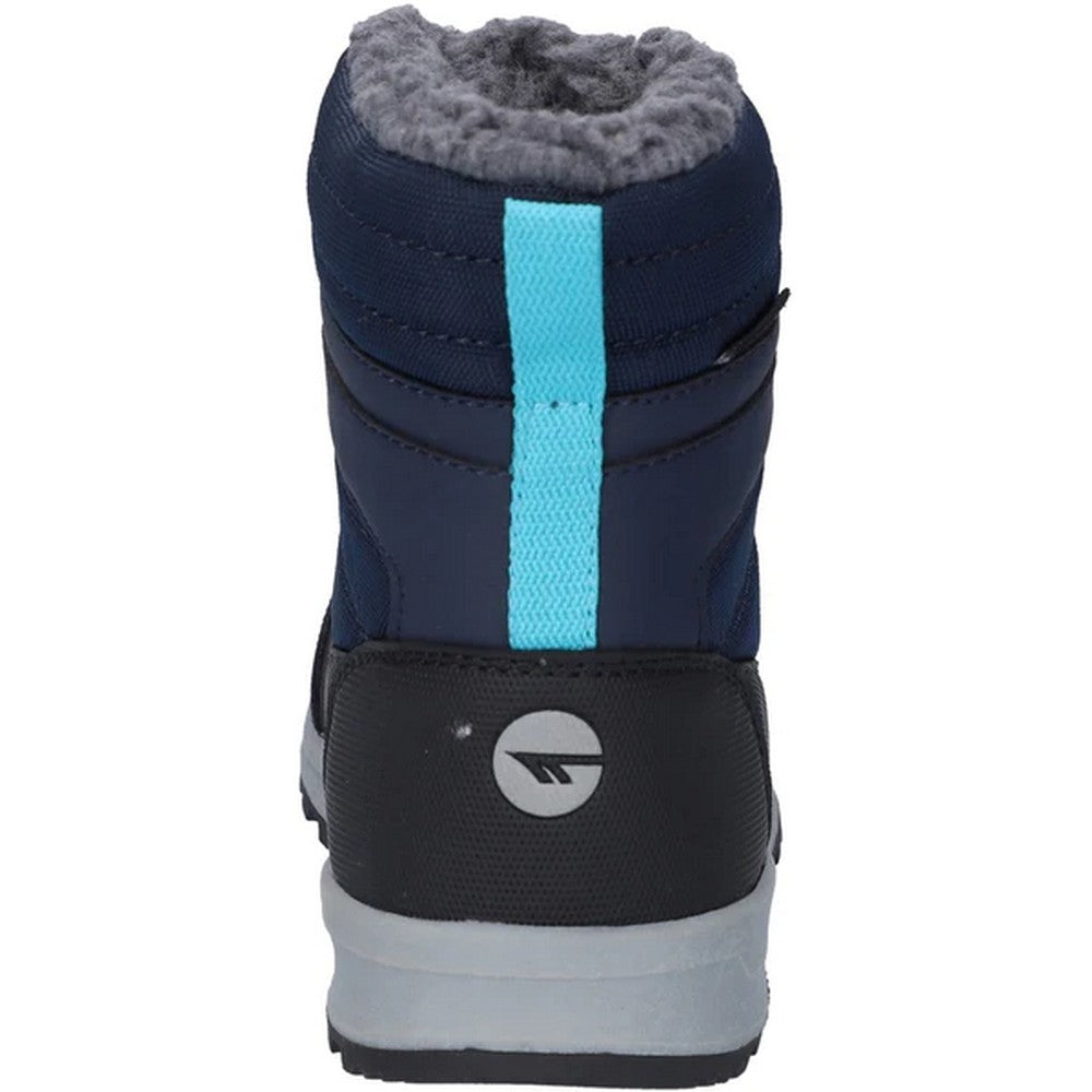 Blue Nights-Black-Peacock Blue - Back - Hi-Tec Childrens-Kids Leo Snow Boots