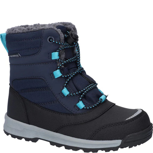 Blue Nights-Black-Peacock Blue - Front - Hi-Tec Childrens-Kids Leo Snow Boots