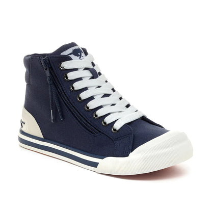 Navy - Front - Rocket Dog Womens-Ladies Jazzin Hi Trainers